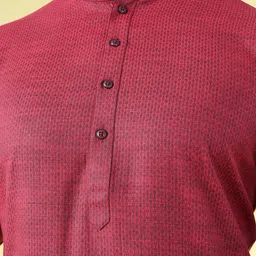 AURIK Men Self Stripe Mandarin Collar Straight Kurta image 4