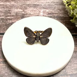 DressBerry Antique Brass-Plated Butterfly Shaped Oxidised Finger Ring-picture-51