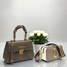 CLARIS JAMES Women Set of 2 Solid Structured Handheld Bag-picture-24