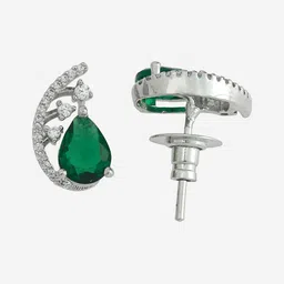 Kushal's Fashion Jewellery Rhodium-Plated Cubic Zirconia-Studded Pendant and Earrings image 2