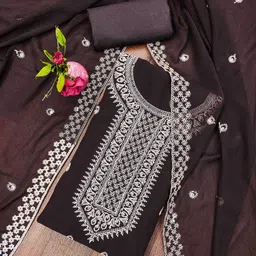 Ishin Embroidered Silk Georgette Unstitched Dress Material-picture-19