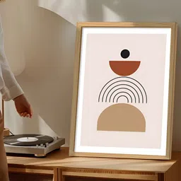 Art Street Beige & Brown 1 Piece Synthetic Wood Abstract Table Top Paintings-image-92