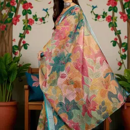 PAMPER YOURSELF Floral Designer Saree image 4