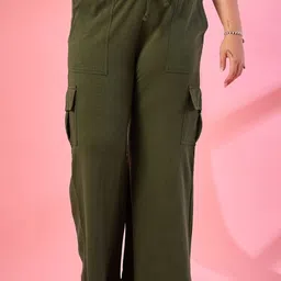 ALIZA Relaxed-Fit Cotton Plus Size Drawstring Cargos Trousers-picture-22