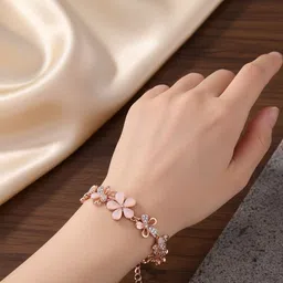 Zaphariq Women Cubic Zirconia Rose Gold-Plated Charm Bracelet image 2