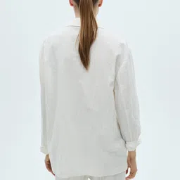 MANGO Cotton-Linen Wrinkle Effect Double-Breasted Casual Blazer image 2