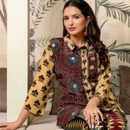 Kaftanize Printed Shirt Collar Tunic & Trousers Co-Ords image 4