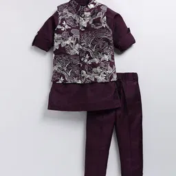 LITTLE COLLARS Boys Embroidered Regular Thread Work Kurta with Pyjamas-image-34