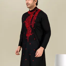 FRANSCART Men Geometric Embroidered Thread Work Kurta image 5