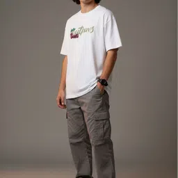 OUTLAWS Men Printed Round Neck Short Sleeves Regular Fit Cotton Oversized T-shirt image 5