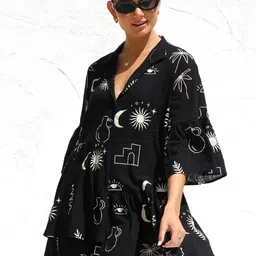 miss mosa by akanksha Alamode By Akanksha Women Black Rubeya Breezy Summer Dress-picture-25