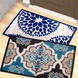 Athom Living 2-Pcs Black & Blue Printed Anti-Slip Doormats-picture-39