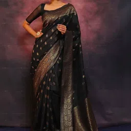 YASHASVI FASHION Woven Design Zari Silk Blend Saree-image-91