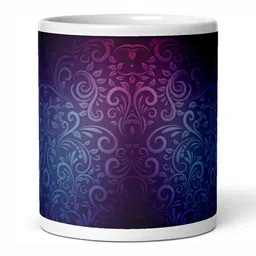 Mr UVD Blue & Purple Ethnic Motifs Printed Ceramic Glossy Mug 350 ml image 3