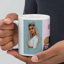 Mr UVD White Graphic Printed Ceramic Glossy Mug 350 ml image 4