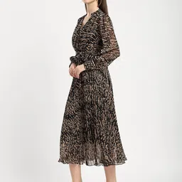 R&B Animal Print Puff Sleeve Georgette Midi Dress image 2