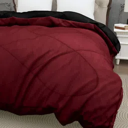 BED-SHEET.COM Maroon & Black Microfiber Mild Winter 300 GSM Double Bed Comforter image 4