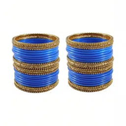 Only Offers Set Of 40 Turquoise Blue Glass Artificial Stones & Beads Bangle image 2