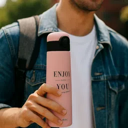 iSWEVEN Pink Stainless Steel Printed Double Wall Vacuum Thermos Flask Water Bottle-500 ml-image-5
