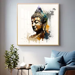 THE NEXT DECOR White Buddha's Serenity Glass Finish Square Wall Art image 3