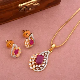 Anouk Gold-Plated Cubic Zirconia Stone-Studded Jewellery Set-image-77