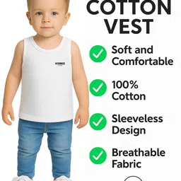 KidBee Boys Pack Of 3 Pure Cotton Basic Vests 1003-VST-445-3PC-VST-445-White-3PC image 3
