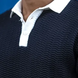 Maniac Men Self Design Polo Collar Cotton T-shirt image 4