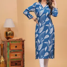 DRESSAR Floral Print Slit Sleeve Applique A-Line Dress-image-8
