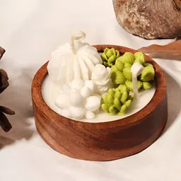 ANWYN Brown & White Round Teakwood Fragrance Wooden Jar Candle-picture-31