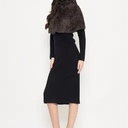 Madame Women Ribbed Pullover with Fuzzy Detail image 2