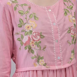 Aralia Solid Embroidered Fit & Flare Dress image 2