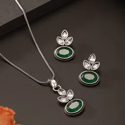 Saraf RS Jewellery Rhodium Plated American Diamond-Studded Jewellery Set-picture-33