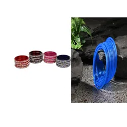 SOMIL Set of 28 Artificial Stones Studded Glass Ethnic Bangle-picture-42