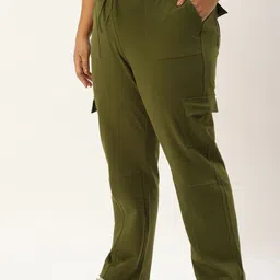 theRebelinme Women Smart High-Rise Easy Wash Pleated Cargos Trousers image 2