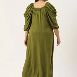 theRebelinme Plus Size Puff Sleeves A-Line Maxi Dress image 5