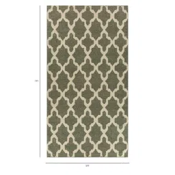 jaipur rugs Green Geometrical Wool and Viscose 5 ft X 8 ft Rectangle Flat Weaves image 2