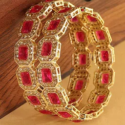 LAVAZZA Set Of 2 Crystal & Zircon-Studded Antique Bangles-picture-21