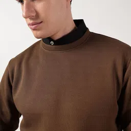 Thomas Scott Men Anti Odour Solid Round Neck Cotton Pullover Sweatshirt-image-28