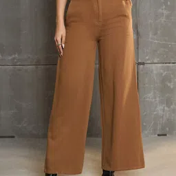 SASSAFRAS Women Comfort Wide Leg Acid Wash Jeans-image-62