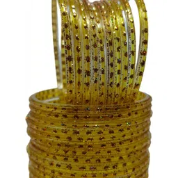 TRIOXY Yellow Glass Artificial Stones & Beads Bangle image 2