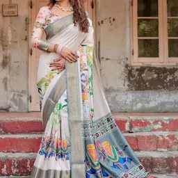 MAHARANI COUTURE Ethnic Motifs Art Silk Jamdani Saree-picture-10