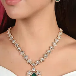 RATNAVALI JEWELS Gold-Plated AD Stone-Studded Jewellery Set-picture-24
