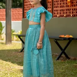 DISHA CREATIONZ Girls Embroidered Round Neck Pure Cotton Top with Skirt image 2