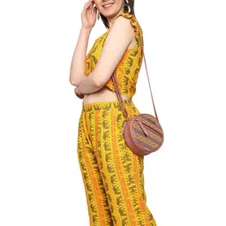 Sacci Mucci Women Floral Printed Handheld Bag with Cut Work image 5