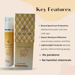 NIVAGLOW Sunscreen SPF50 For Anti Tan & Sun Burn Protection - 50 g image 2
