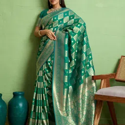 PBS PRINTS Ethnic Motifs Woven Design Banarasi Saree image 2