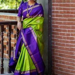 VILLE FASHION Woven Design Zari Kanjeevaram Saree-picture-29