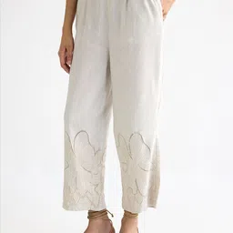 Ancestry Women Floral Self Design Straight Fit Trousers-image-38