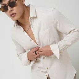 VASTRADO Men Classic Spread Collar Textured Slim Fit Casual Shirt-picture-29