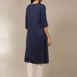 Alena Striped Round Neck Sequinned A-Line Kurta image 2